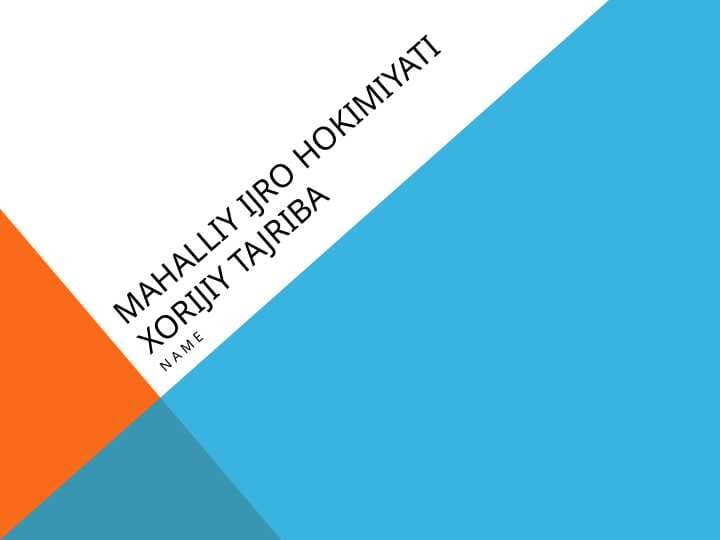 Mahalliy ijro hokimiyati xorijiy tajriba