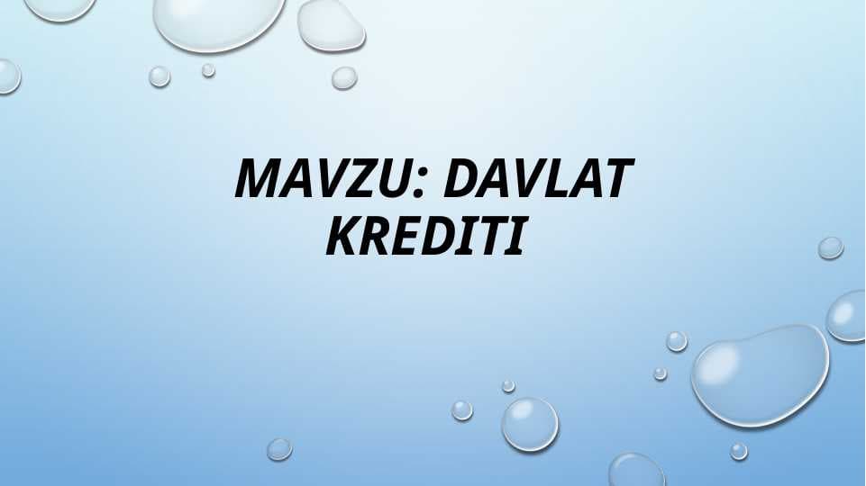 DAVLAT KREDITI
