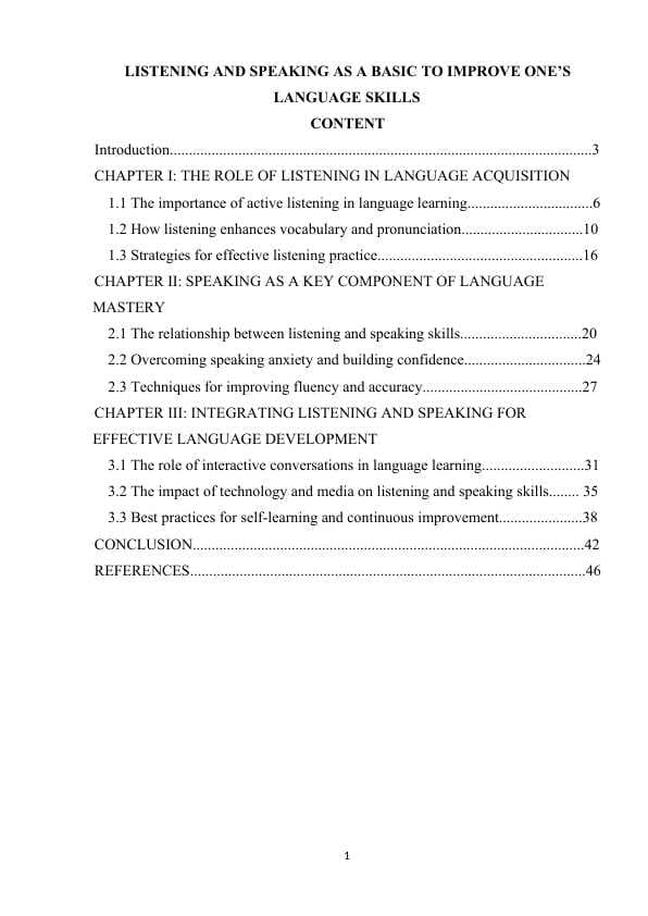 LISTENING AND SPEAKING AS A BASIC TO IMPROVE ONE’S LANGUAGE SKILLS