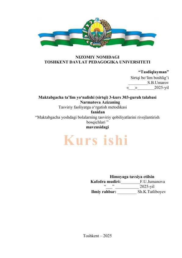 Maktabgacha yoshdagi bolalarning tasviriy qobiliyatlarini rivojlantirish bosqichlari