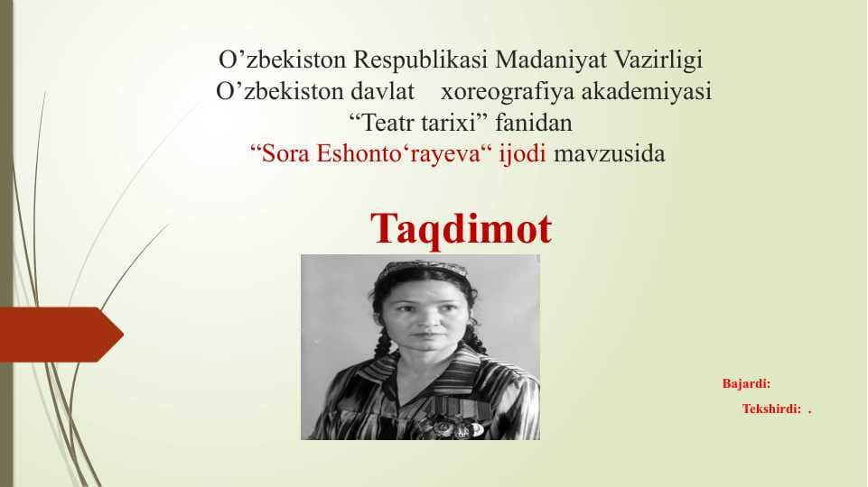 “Sora Eshonto‘rayeva“ ijodi