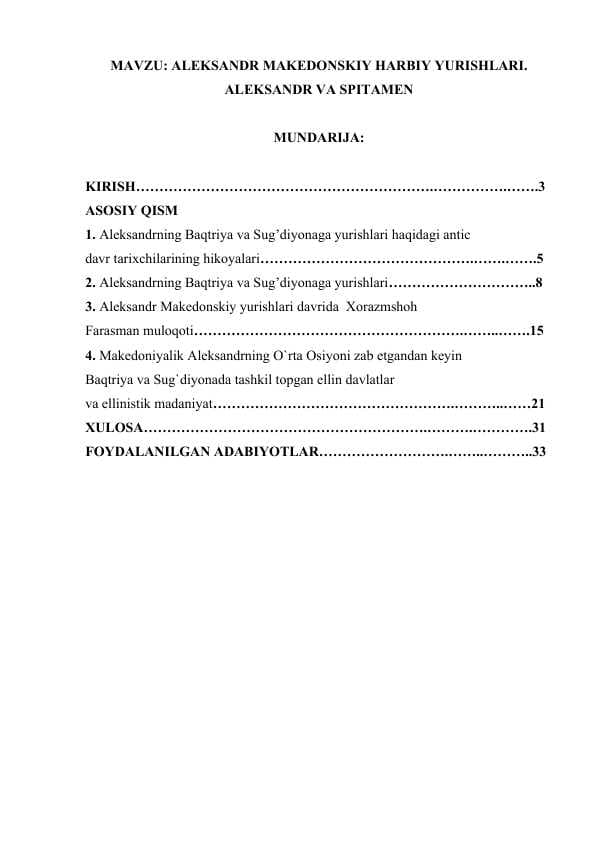 ALEKSANDR MAKEDONSKIY HARBIY YURISHLARI. ALEKSANDR VA SPITAMEN.docx