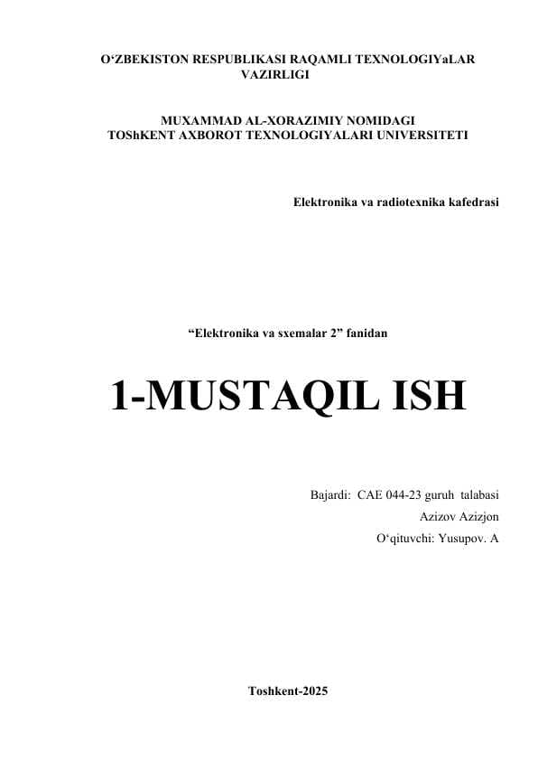 Umumiy emitter ulanishidagi kuchaytirgichlar