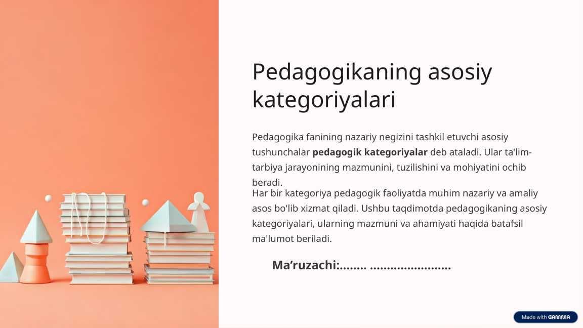 Pedagogikaning asosiy kategoriyalari