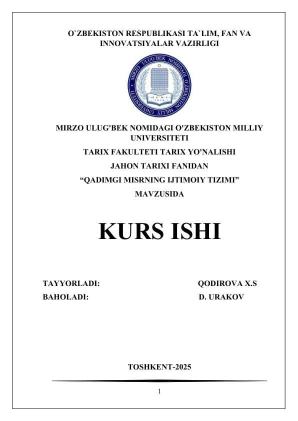 QADIMGI MISRNING IJTIMOIY TIZIMI