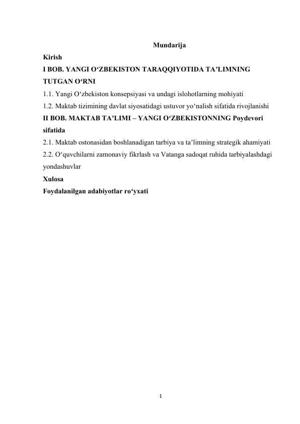 Yangi O'zbekiston - maktab ostonasidan boshlanadi