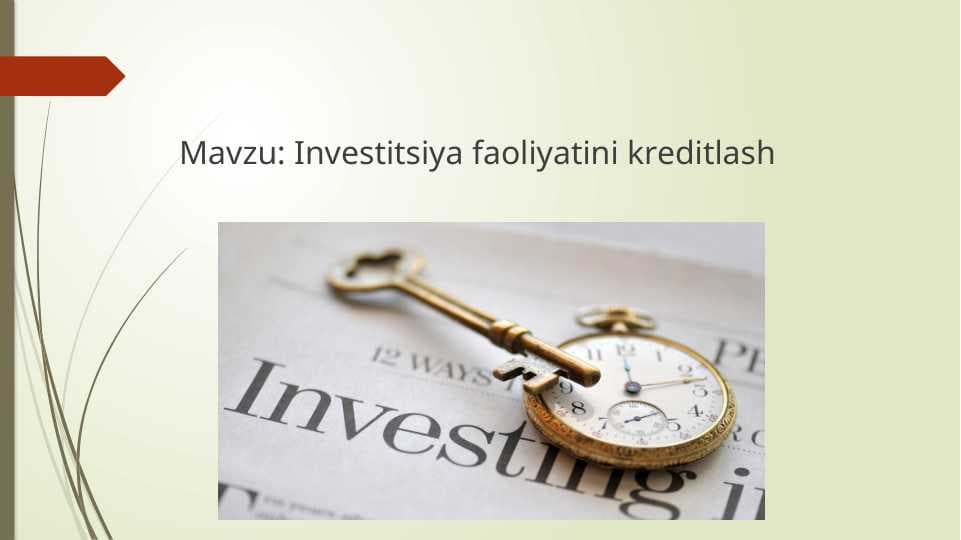 Investitsiya faoliyatini kreditlash