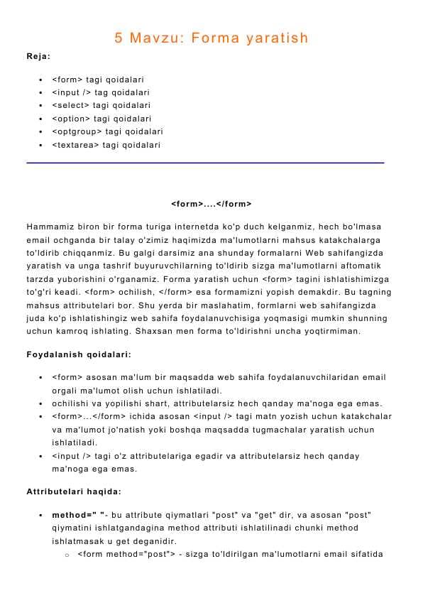 Forma yaratish