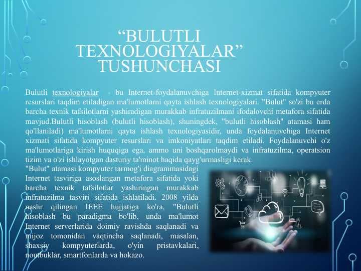 “Bulutli Texnologiyalar” tushunchasi