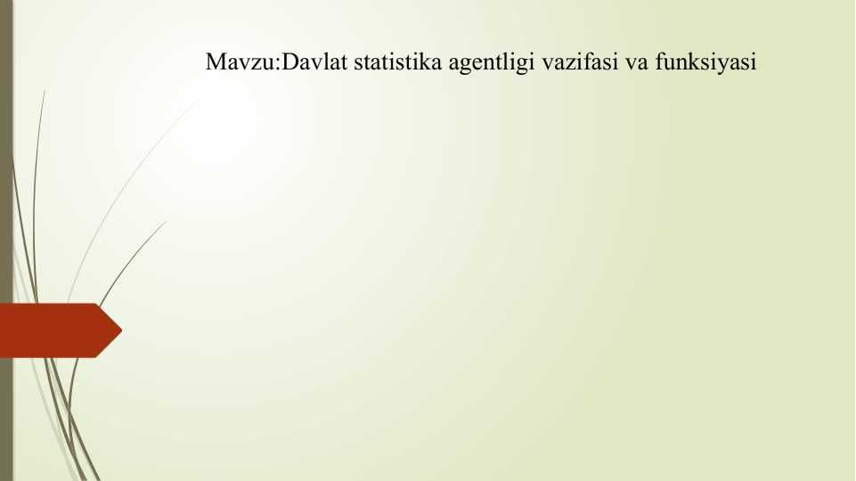 Taqdimot Davlat statistika agentligi vazifasi va funksiyasi