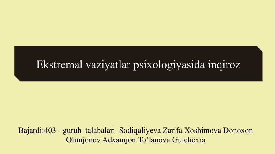 Ekstremal vaziyatlar psixologiyasida inqiroz