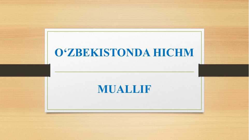 O‘zbekistonda HICHM