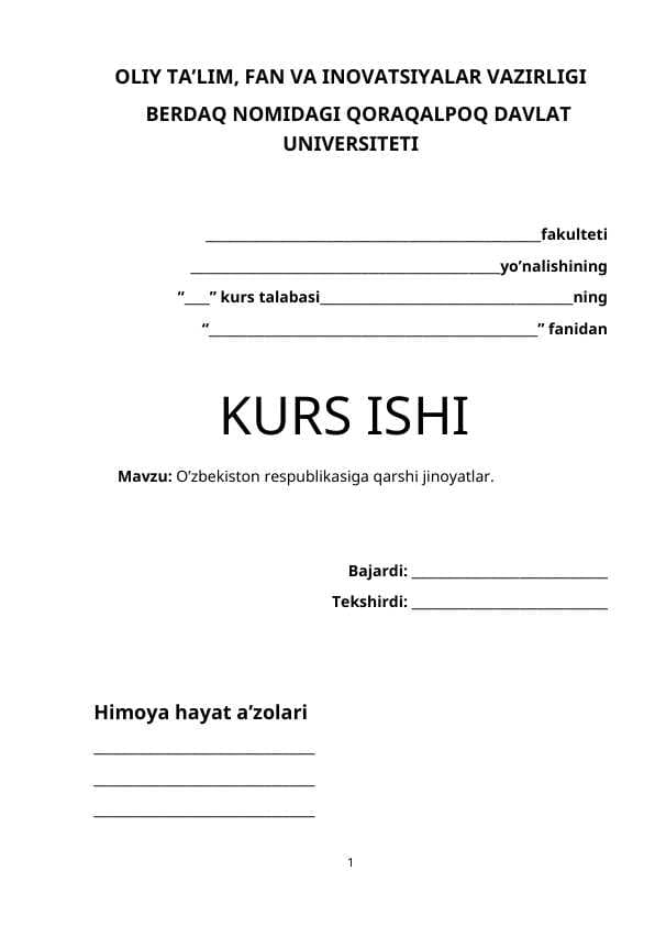 O’zbekiston respublikasiga qarshi jinoyatlar