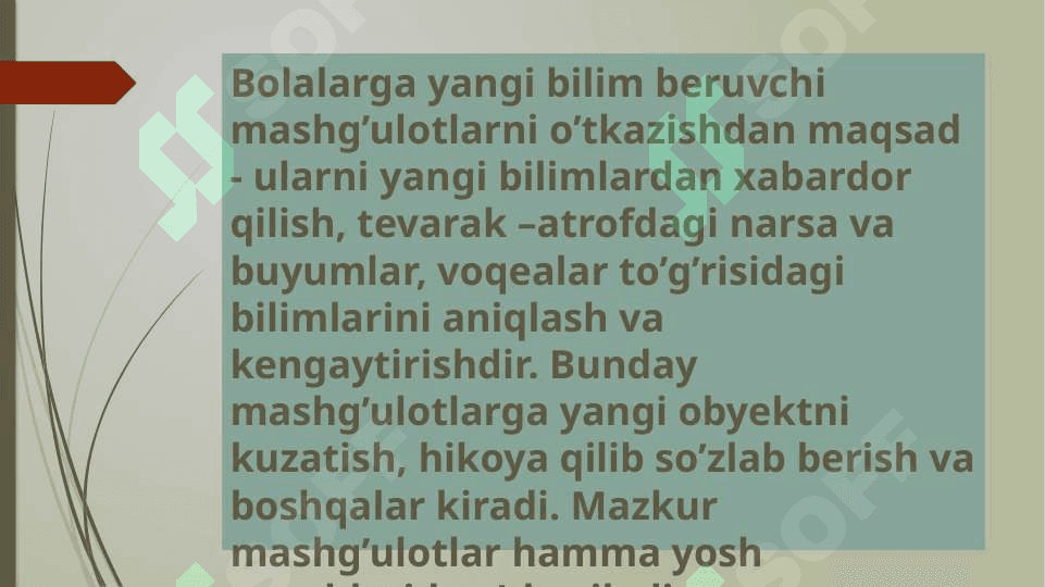 MASHG’ULOTLARNI TASHKIL QILISH