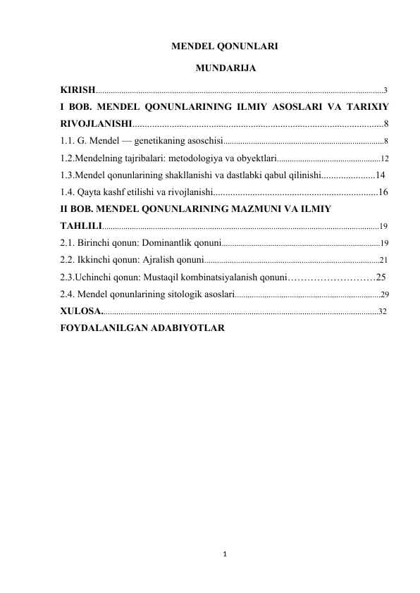 MENDEL QONUNLARI