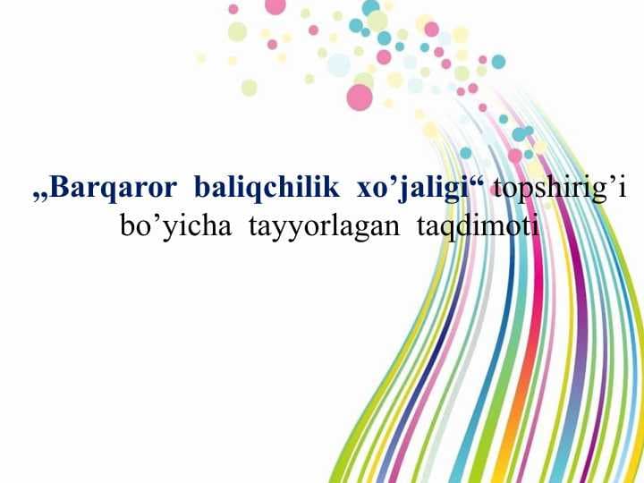 Barqaror  baliqchilik  xo’jaligi