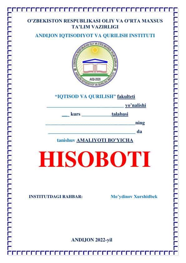 hisobot yuzi