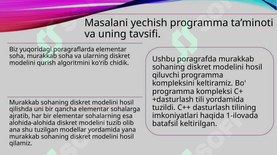 MURAKKAB SOHALARNING DISKRET MODELINI YARATISH