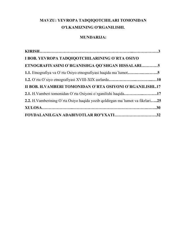 YEVROPA TADQIQOTCHILARI TOMONIDAN O'LKAMIZNING O'RGANILISHI..docx
