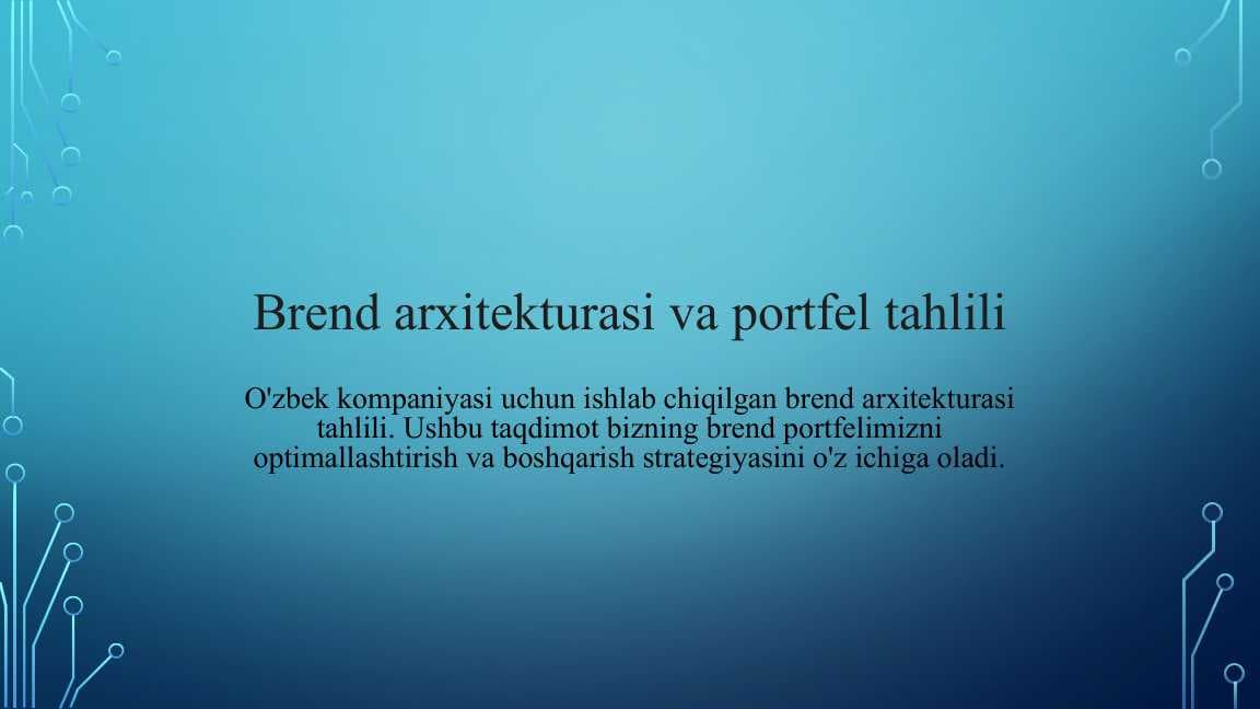 Brend arxitekturasi va portfel tahlili