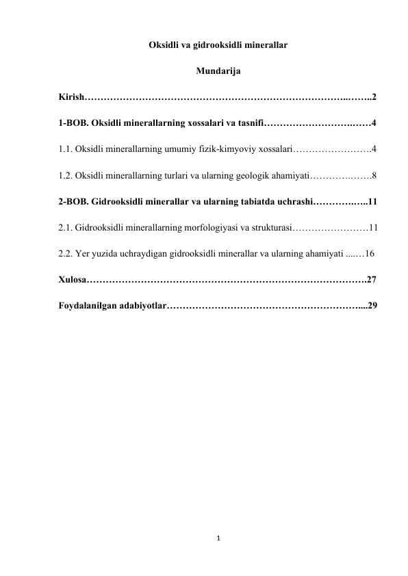 Oksidli va gidrooksidli minerallar