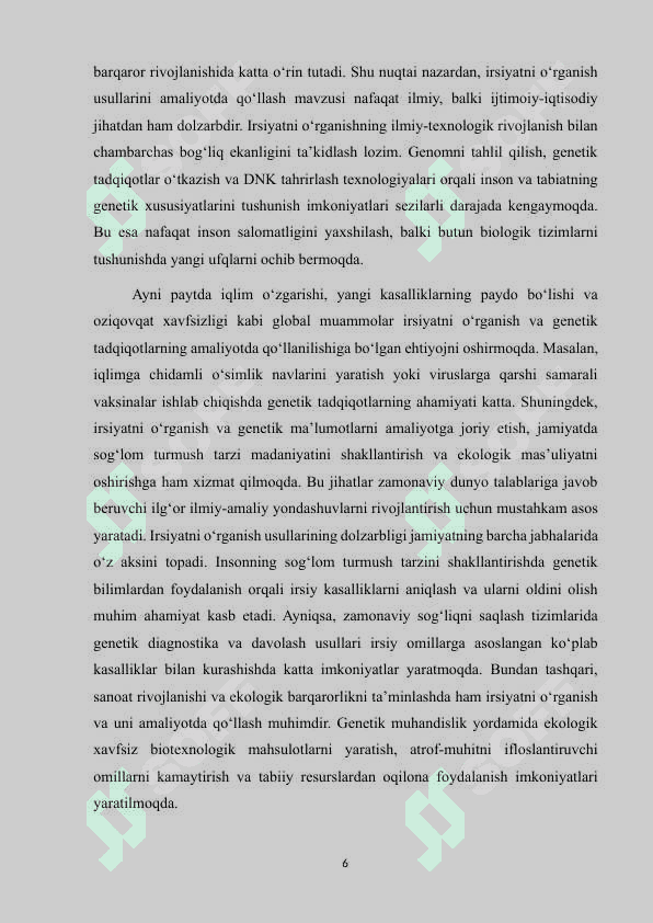IRSIYATNI O'RGANISH VA USULLARI VA ULARNI AMALIYOTDA QO'LLASH KURS ISHI