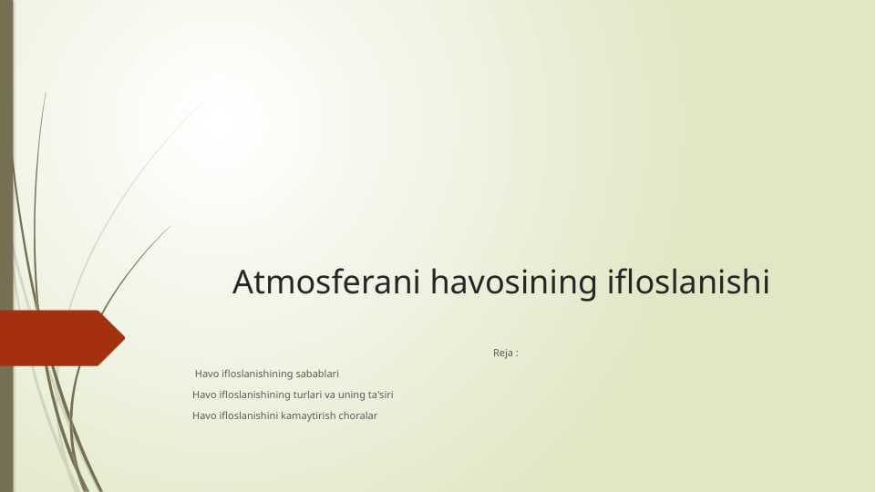 Atmosferani havosining ifloslanishi