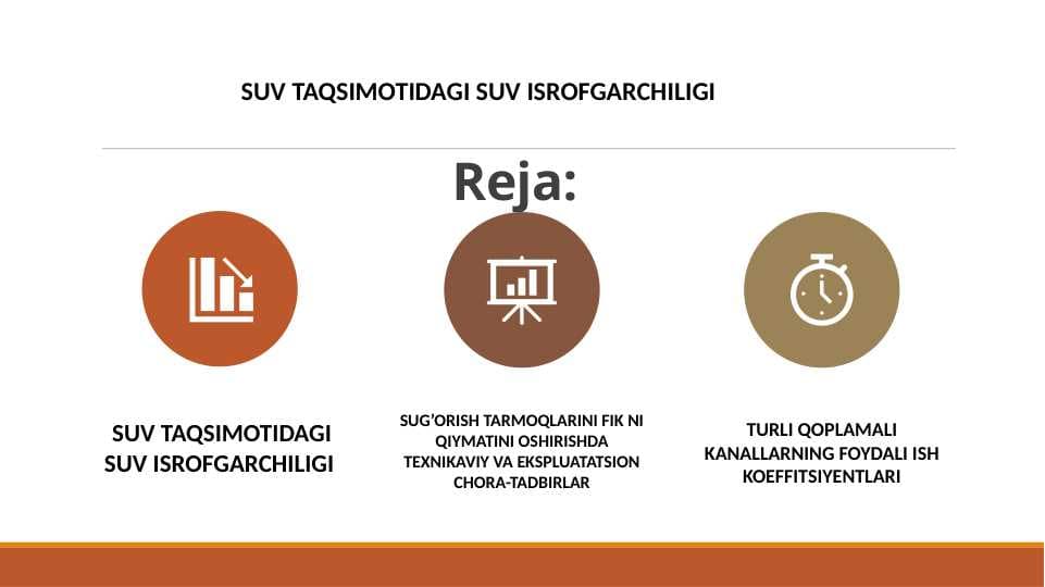 Suv taqsimotidagi suv isrofgarchiligi