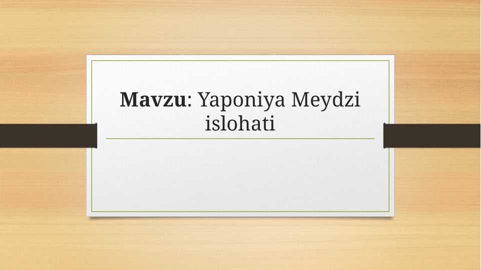 Yaponiya Meydzi islohati