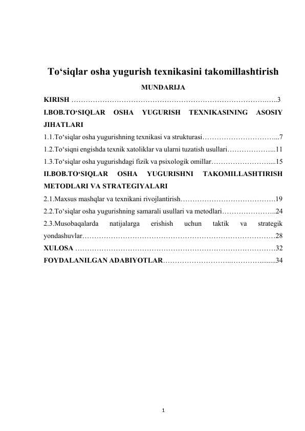 To‘siqlar osha yugurish texnikasini takomillashtirish