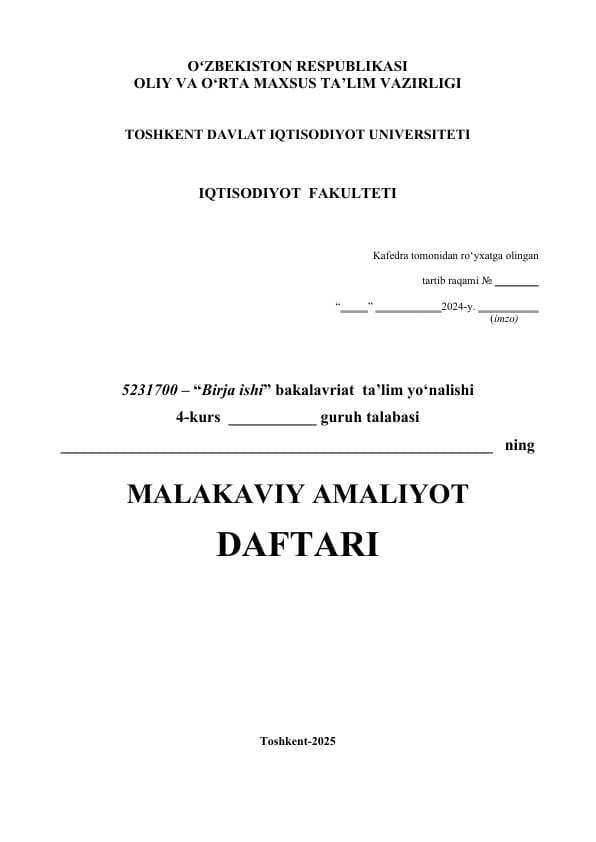 Bitiruv malakaviy amaliyot daftari. MIKROKREDIT BANK