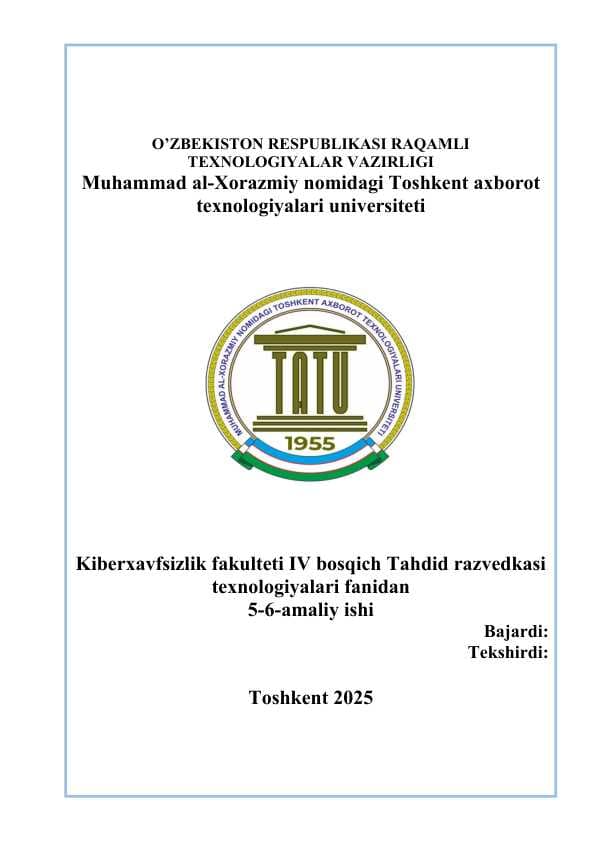 Deadline. Tahdid razvedkasi texnologiyalari fanidan
