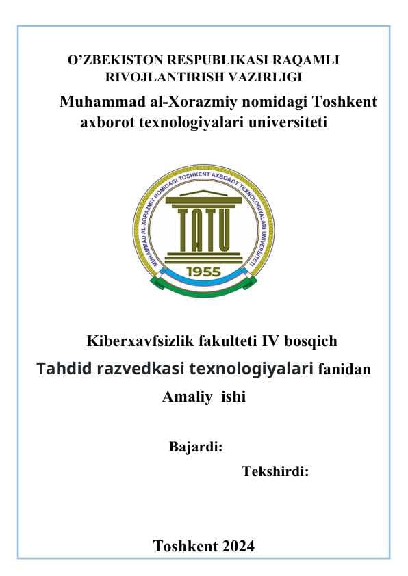 Deadline. Tahdid razvedkasi texnologiyalari fanidan