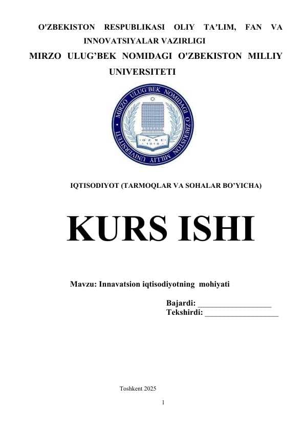 Innavatsion iqtisodiyotning  mohiyati