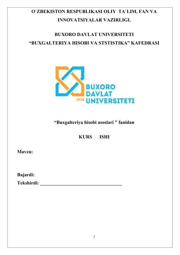 Moliyaviy hisobotni tuzish va taqdim etish.