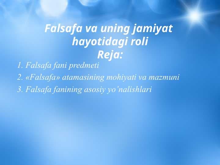 Falsafa va uning jamiyat hayotidagi roli