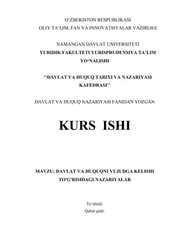 davlat va huquq vujudga kelishi