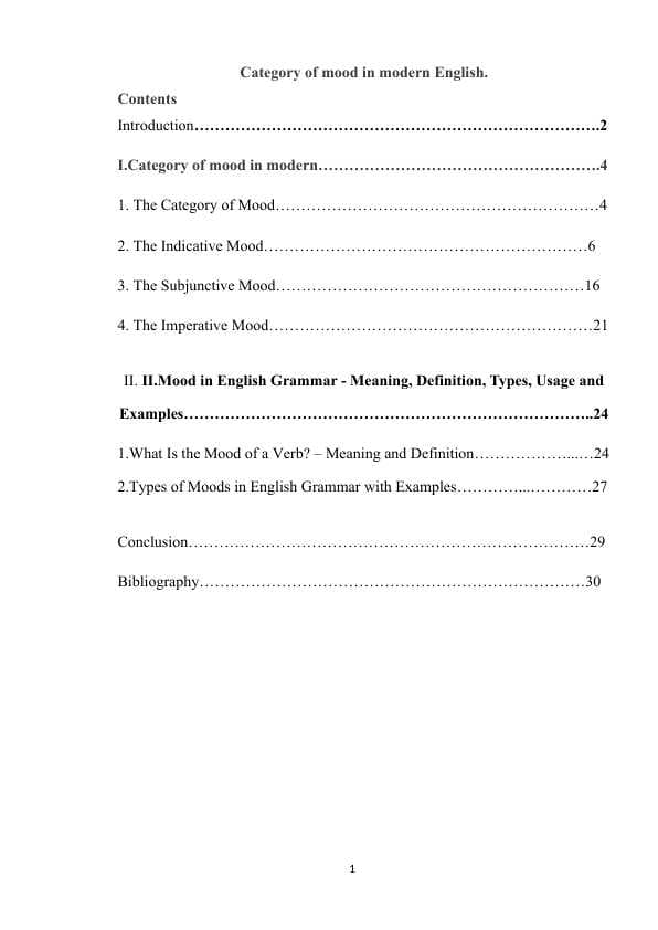Category of mood in modern English.