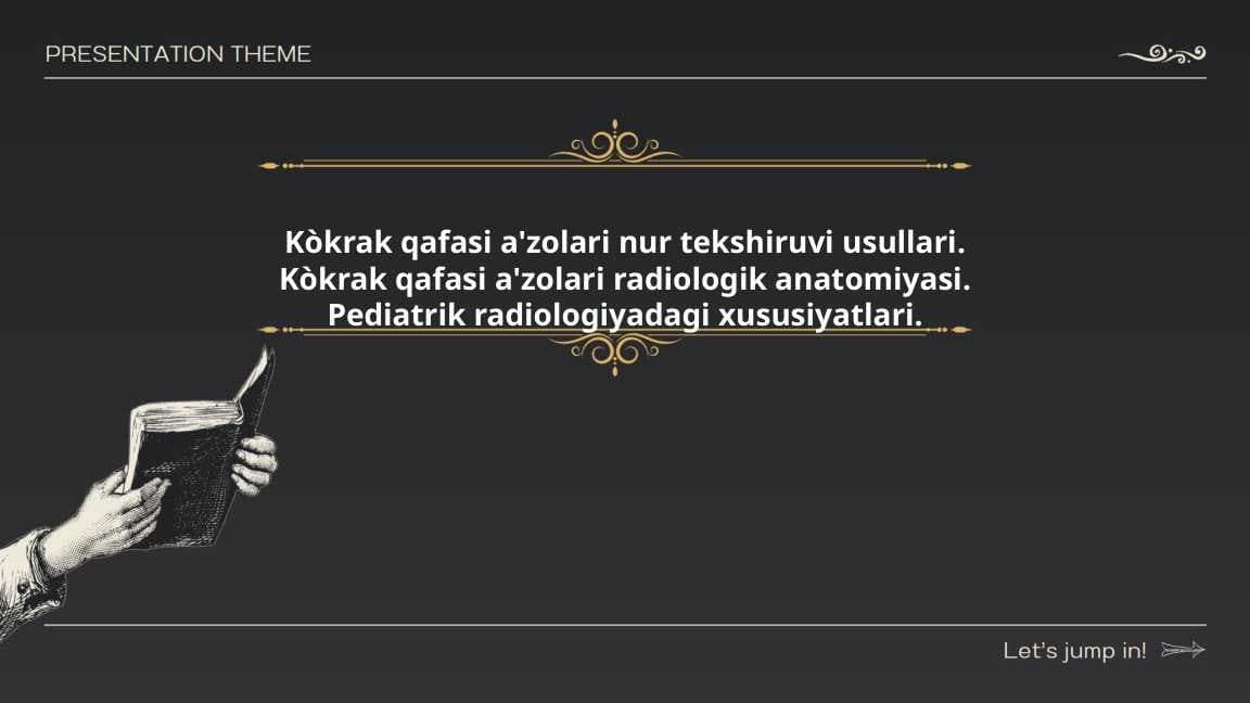 Kòkrak qafasi a'zolari nur tekshiruvi usullari. Kòkrak qafasi a'zolari radiologik anatomiyasi. Pediatrik radiologiyadagi xususiyatlari.