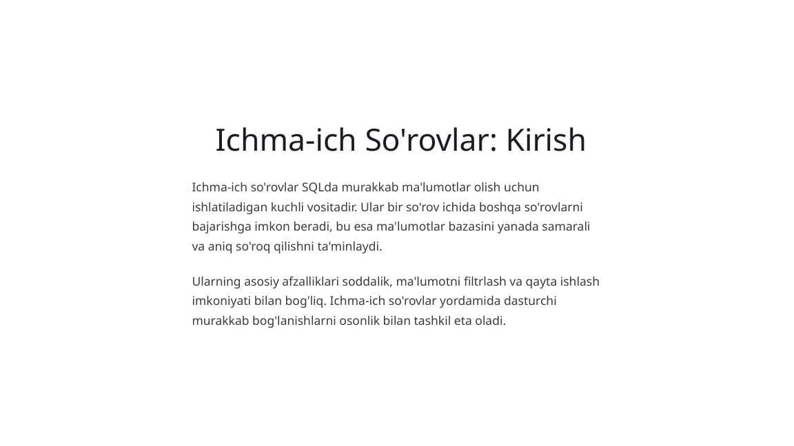 Ichma-ich So'rovlar