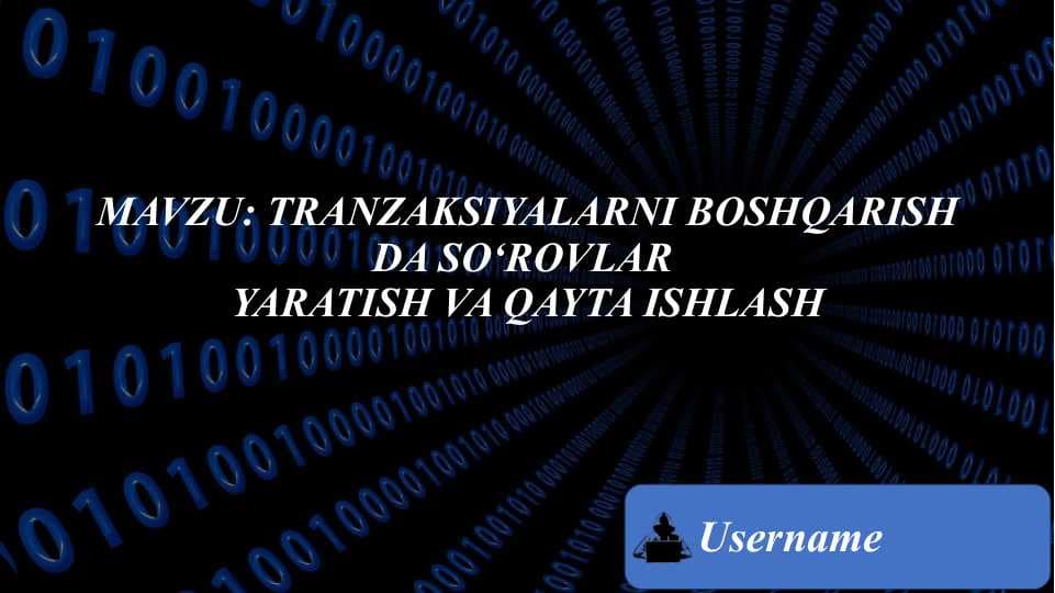 SQL view va tranzaksiyalar taqdimot