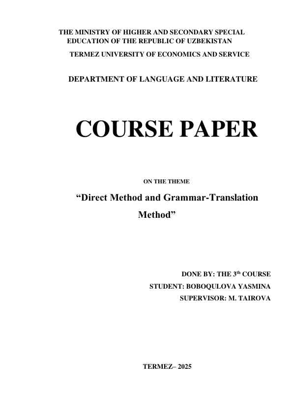 Direct Method and Grammar-Translation Method
