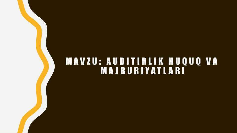 Auditorlik huquq va majburiyatlari