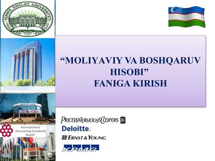 “MOLIYАVIY VA BOSНQARUV HISOBI” FANIGA KIRISН