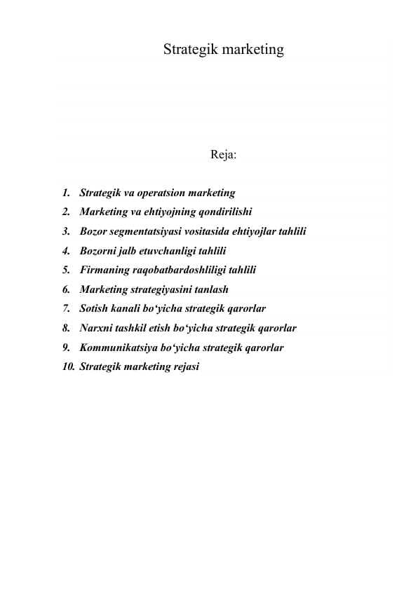Strategik marketing