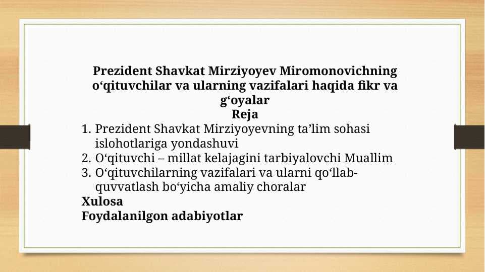Prezident Shavkat Mirziyoyevning ta’lim sohasi islohotlariga yondashuvi