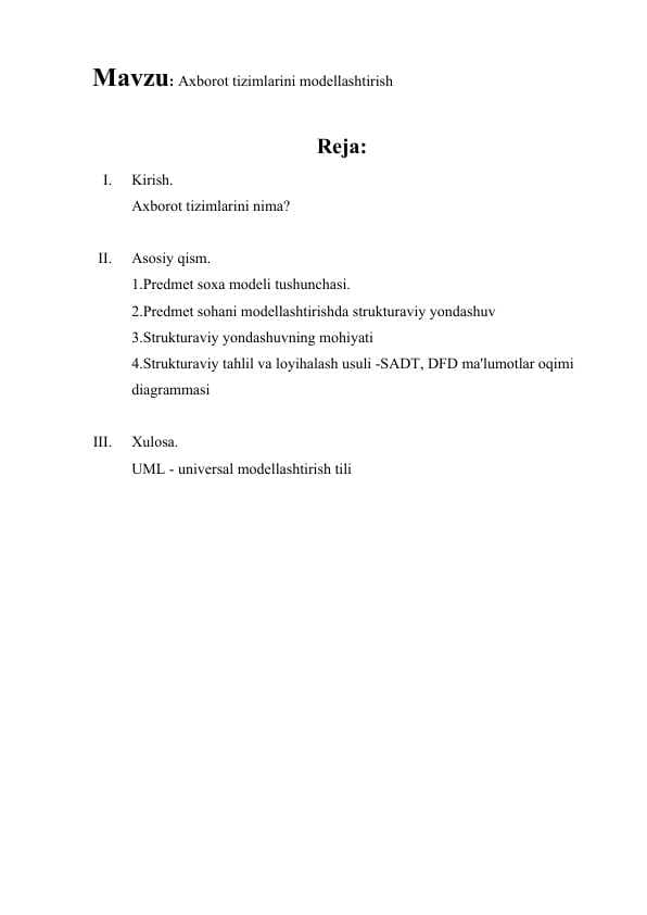 Axborot tizimlarini modellashtirish