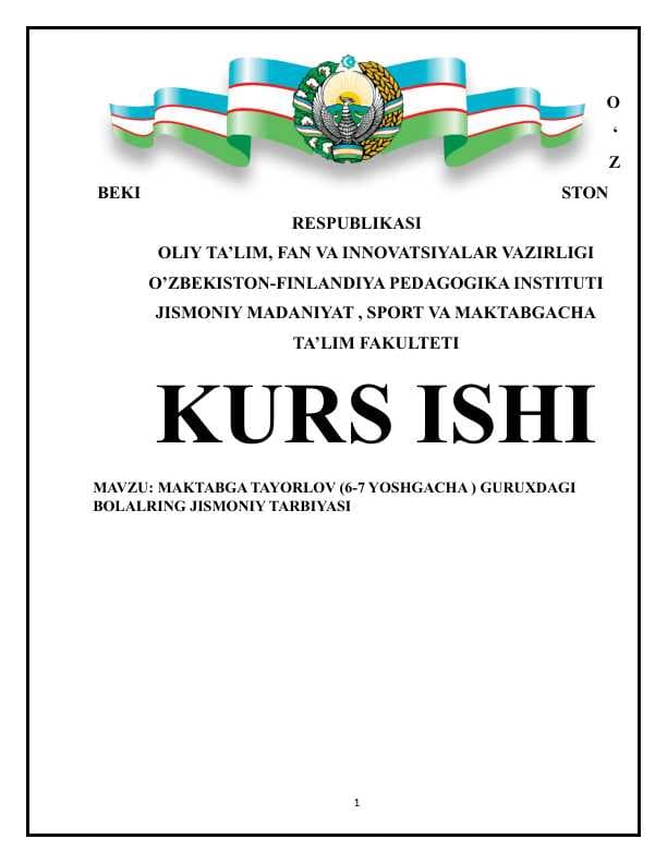 MAKTABGA TAYORLOV (6-7 YOSHGACHA ) GURUXDAGI BOLALRING JISMONIY TARBIYAS
