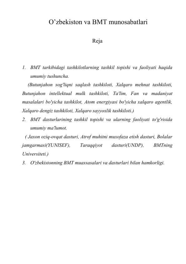 O’zbekiston va BMT munosabatlari.doc