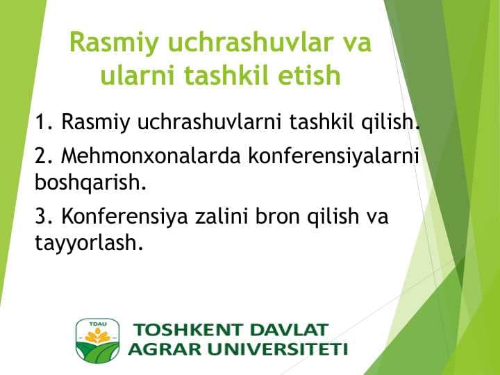 Rasmiy uchrashuvlar va ularni tashkil etish